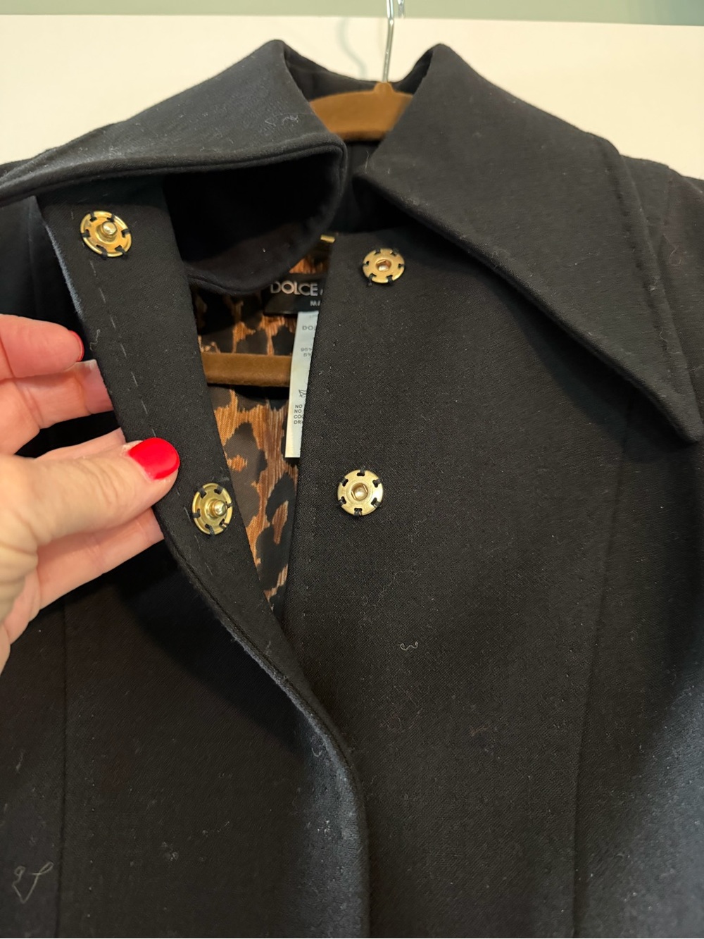 Dolce & Gabbana vintage black wool jacket with Leopard Print - Picture 3 of 7